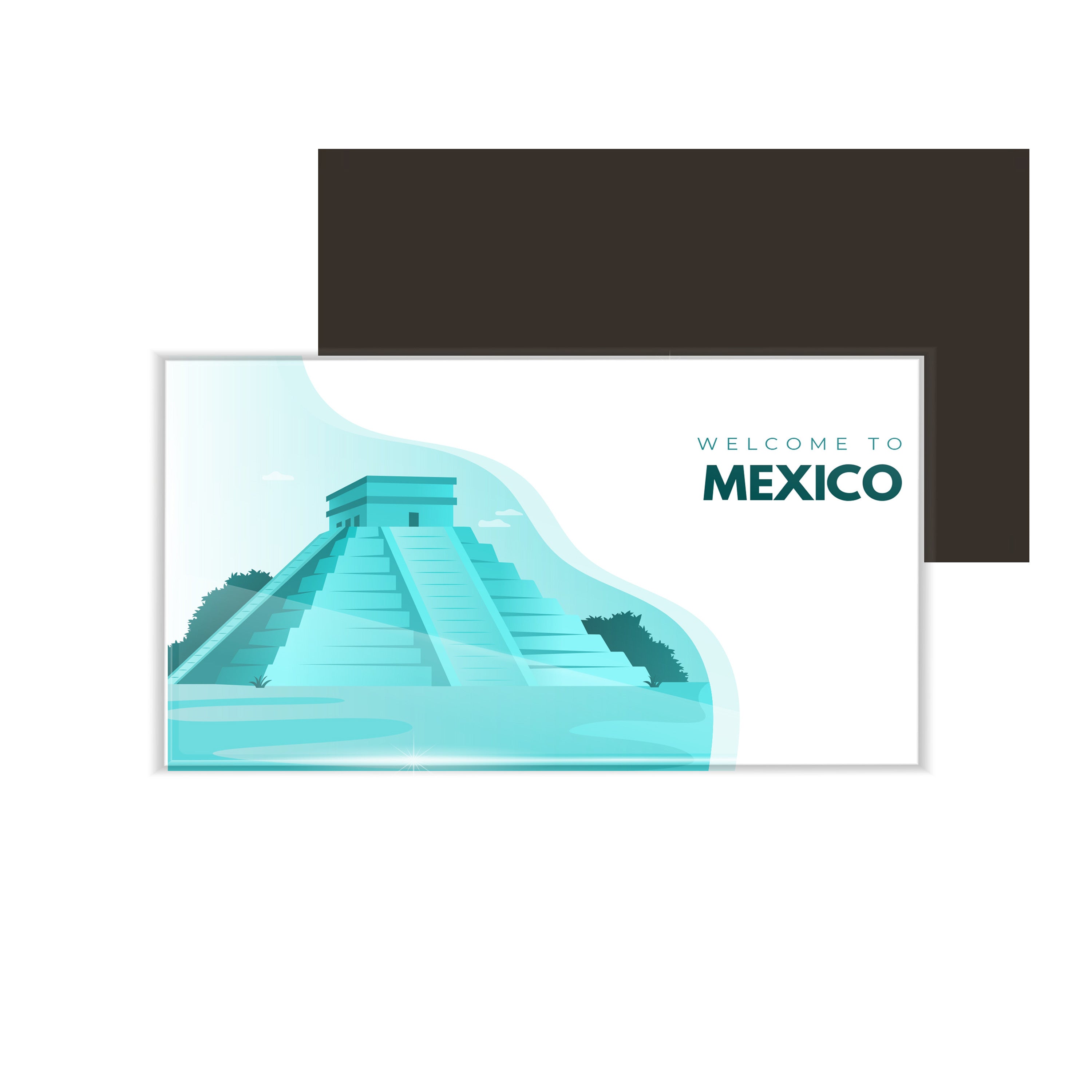 dhcrafts Fridge Magnet Rectangle Acrylic Glass (8.6 x 5.4 cm) Blue Travel Mexico D2 Design Pack of 1